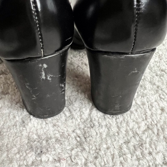 Boden Black Loafer High Heel Pumps Oxford Leather Women’s 38 7.5 - Picture 5 of 9